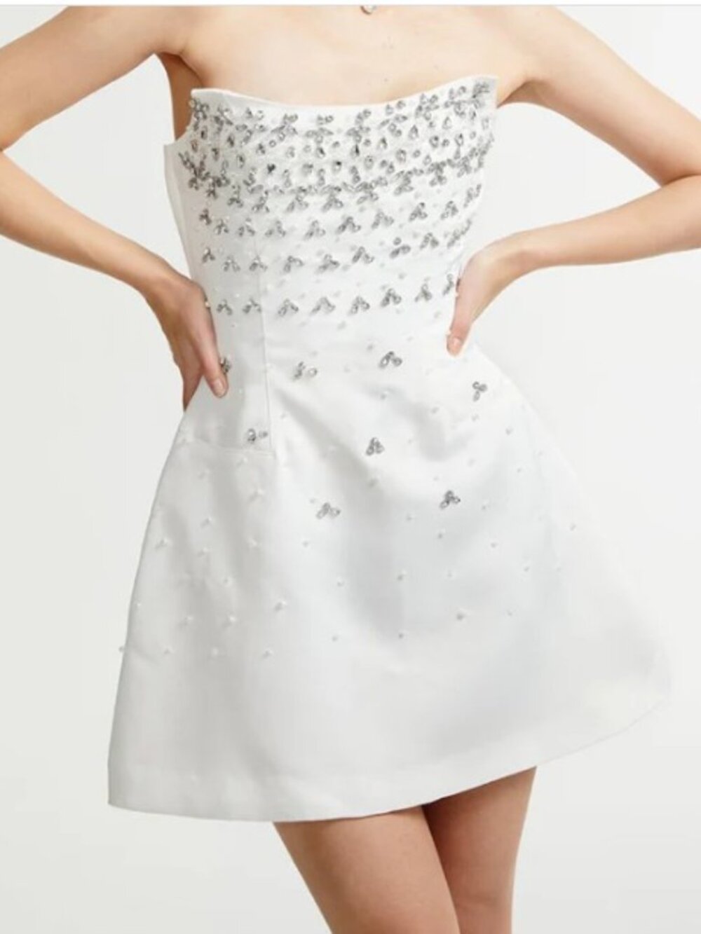 Miss Rosier Melisande white embellished mini dress